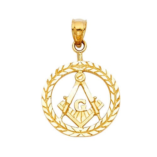 14K Yellow Gold Freemason Masonic Pendant