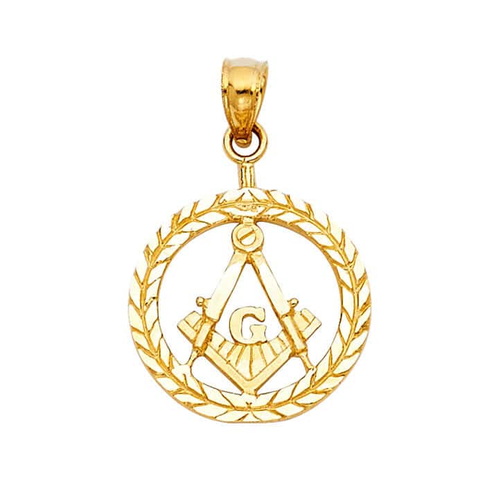 14K Yellow Gold Freemason Masonic Pendant