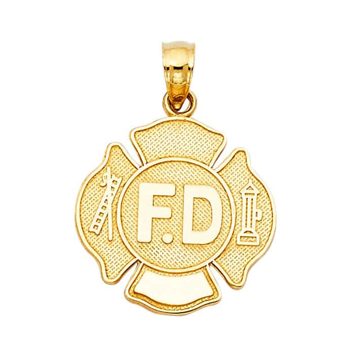 14K Yellow Gold Fire Department Pendant