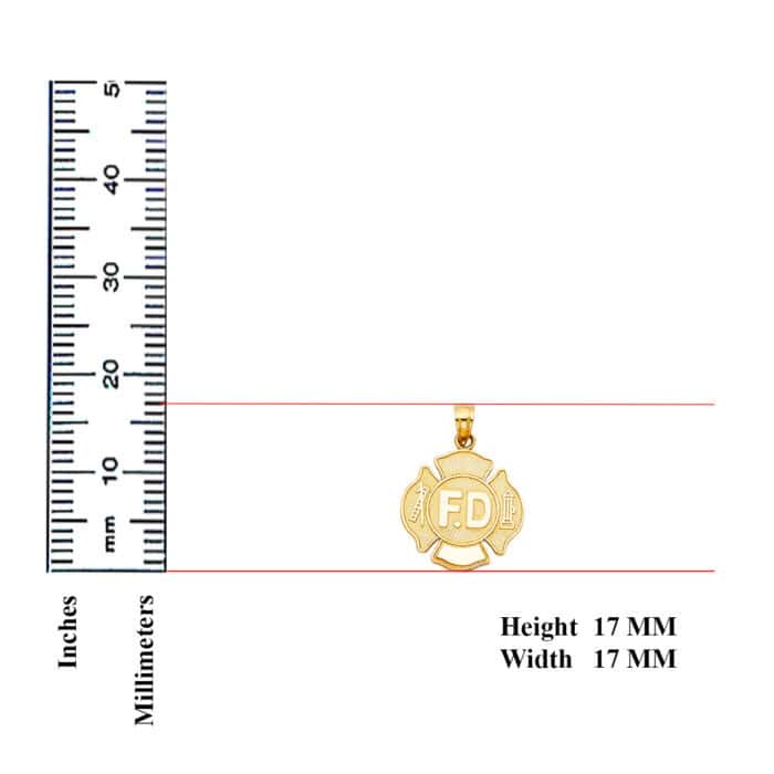 14K Yellow Gold Fire Department Pendant - Image 3