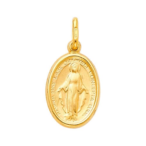 14K Yellow Gold Religious Virgin Mary Medal