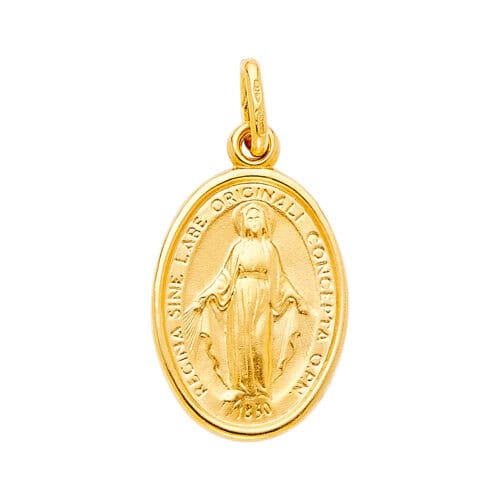14K Yellow Gold Religious Virgin Mary Medal