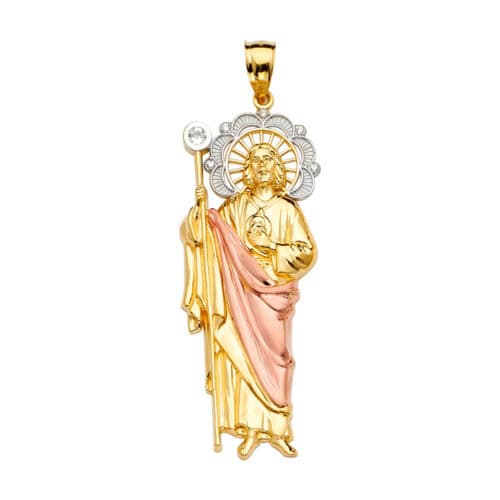 14K Tri Color Gold San Judas Pendant