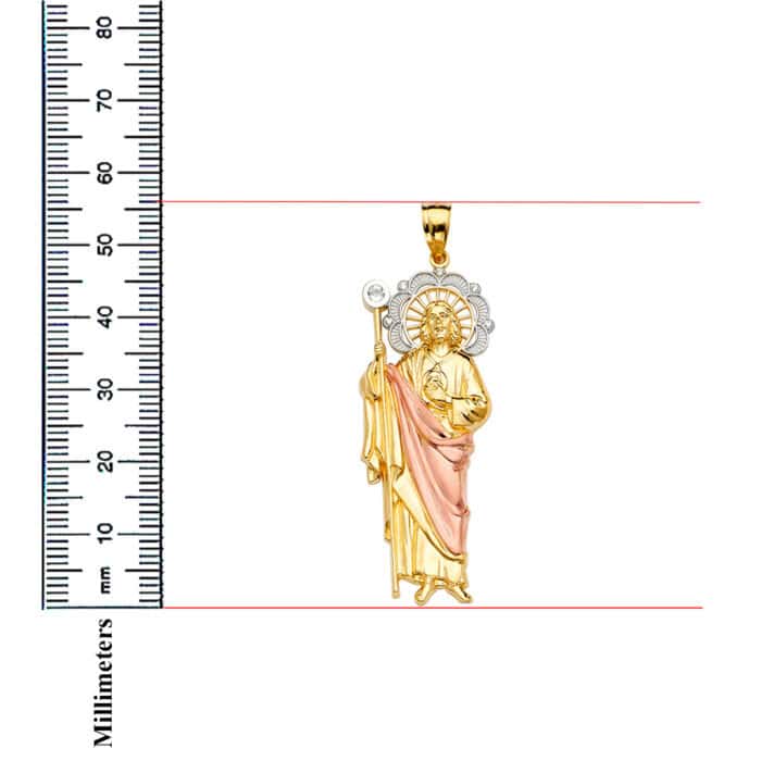 14K Tri Color Gold San Judas Pendant - Image 3
