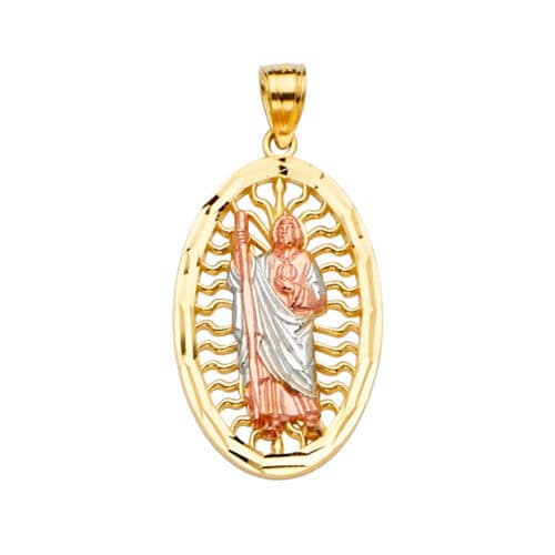14K Tri Color Gold San Judas Pendant