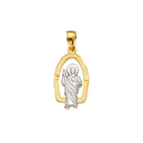 14K Two Tone Gold San Judas Pendant