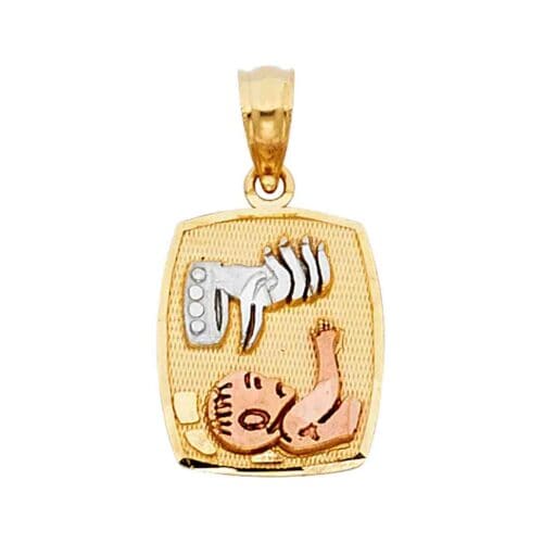 14K Tri Color Gold Religious Pendant