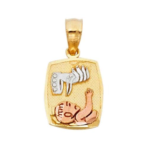 14K Tri Color Gold Religious Pendant