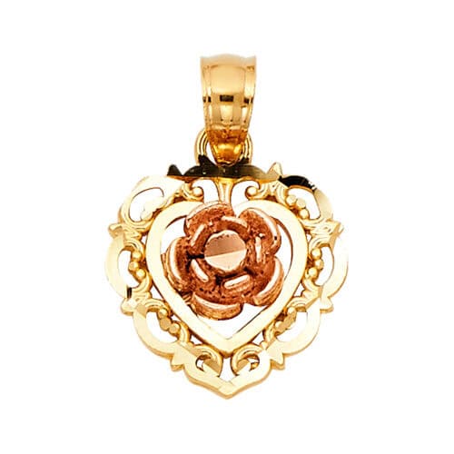 14K Tri Color Gold Flower Pendant