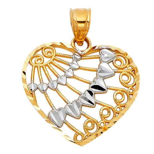14K Two Tone Gold Heart Pendant