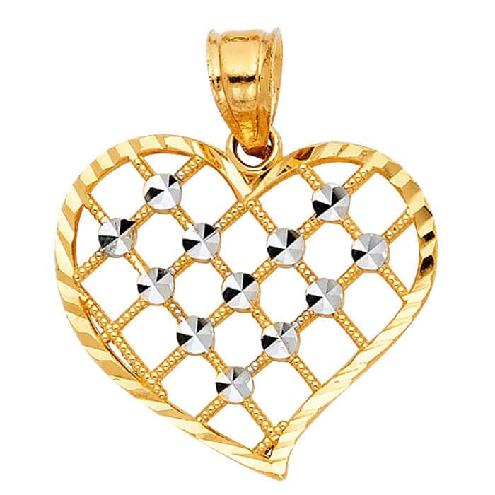 14K Two Tone Gold Heart Pendant