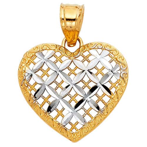 14K Two Tone Gold Heart Pendant