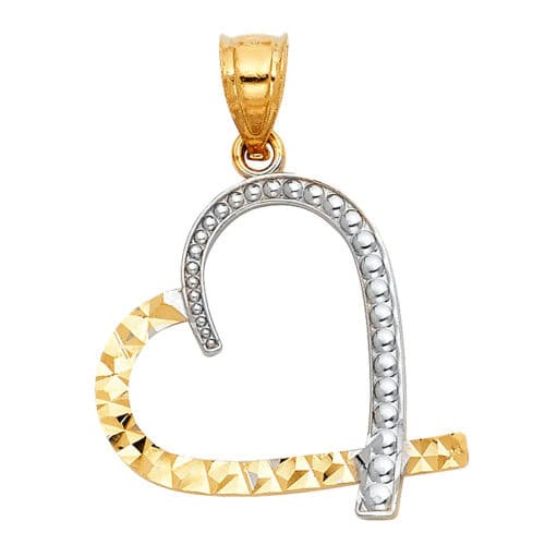 14K Two Tone Gold Heart Pendant