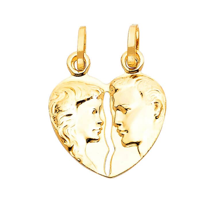 14K Yellow Gold Broken Heart Pendant
