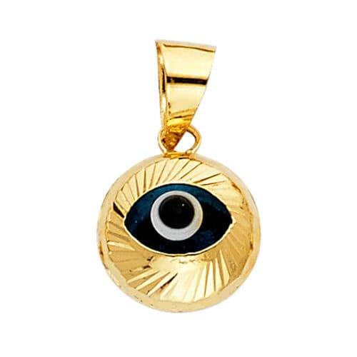 14K Yellow Gold Evil Eye Fluted Pendant