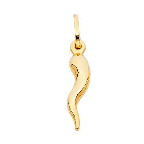 14K Yellow Gold Cornicello Italian Horn Pendant