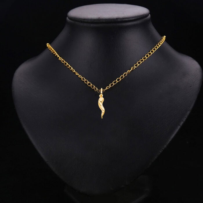 14K Yellow Gold Twisted Cornicello Italian Horn Pendant - Image 2
