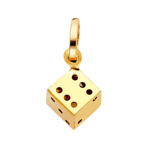 14K Yellow Gold Dice Pendant