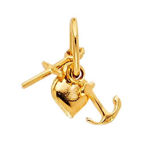 14K Yellow Gold Faith, Hope, and Charity Pendant