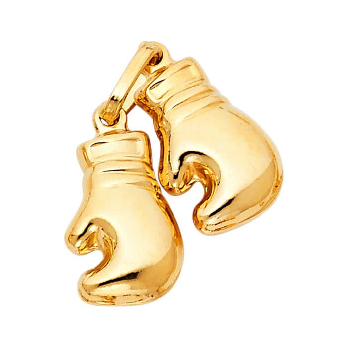 14K Yellow Gold Double Boxing Glove Pendant