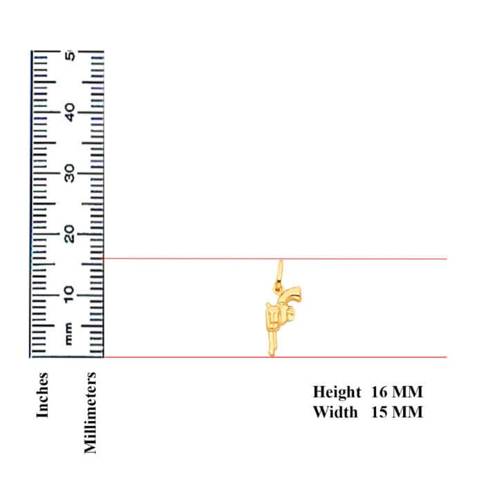 14K Yellow Gold Revolver Hand Gun Pendant - Image 3