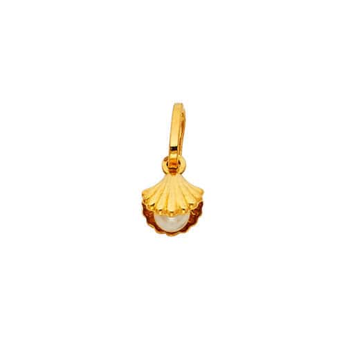 14K Yellow Gold Shell with Pearl Pendant