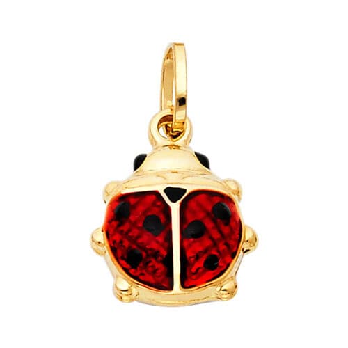 14K Yellow Gold Lady Bug Enamel Pendant