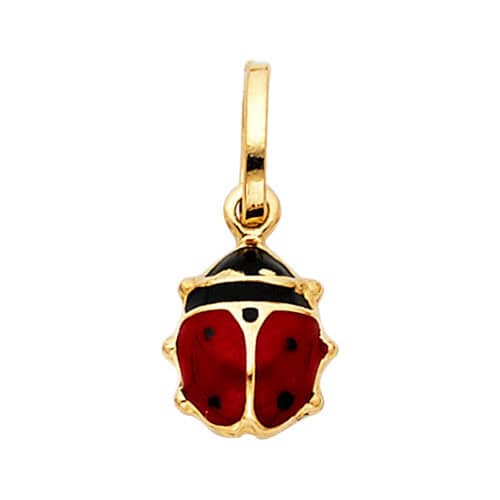 14K Yellow Gold Lady Bug Enamel Pendant