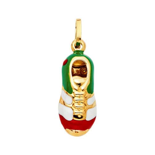 14K Yellow Gold Soccer Shoes Enamel Pendant
