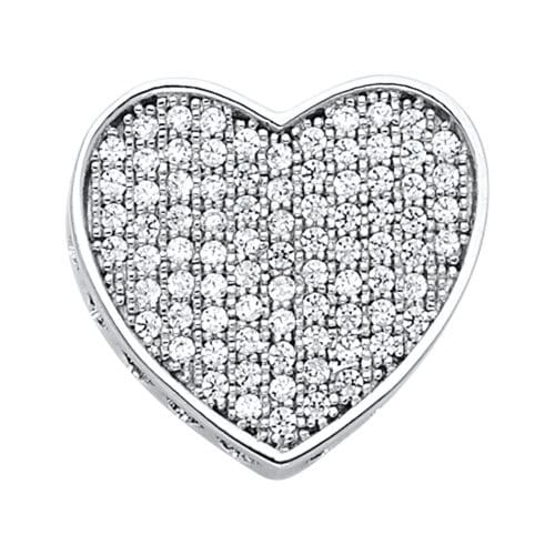 14K White Gold Love Heart Cubic Zirconia Pendant