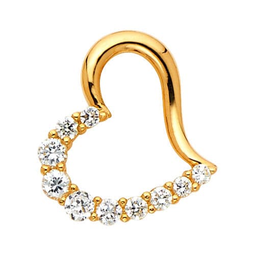 14K Yellow Gold Journey Open Heart Cubic Zirconia Pendant