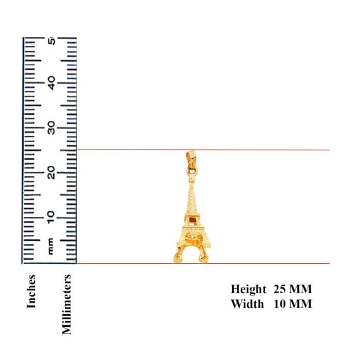 14K Yellow Gold Paris Eiffel Tower Pendant - Image 3