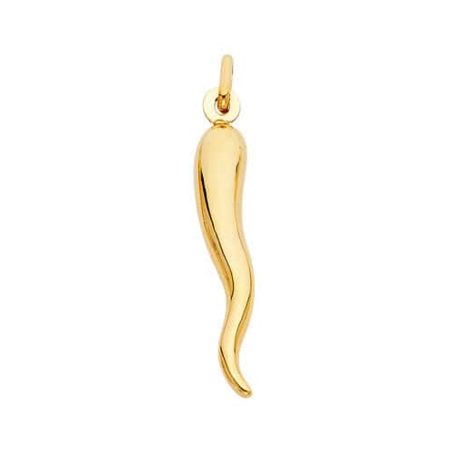 14K Yellow Gold Cornicello Italian Horn Pendant
