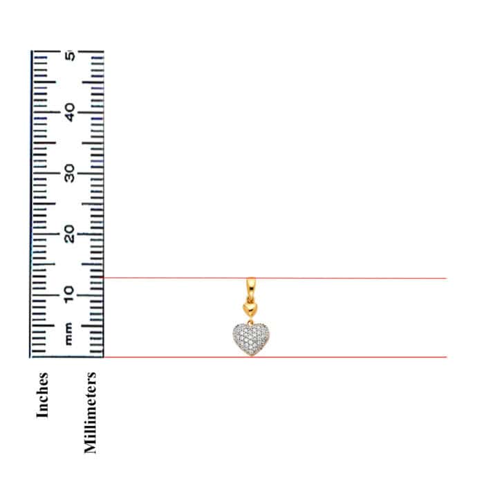 14K Yellow Gold Cubic Zirconia Heart Pendant - Image 3