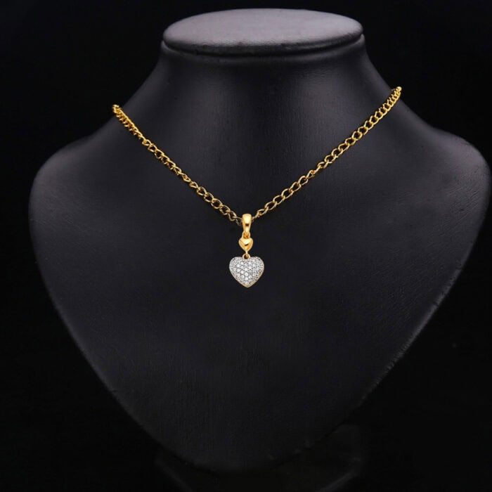 14K Yellow Gold Cubic Zirconia Heart Pendant - Image 2
