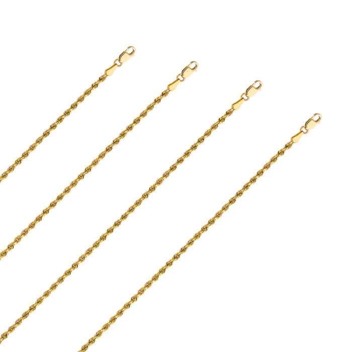 14K Yellow Gold 2.5mm Solid Rope diamond cut Chain - Image 2