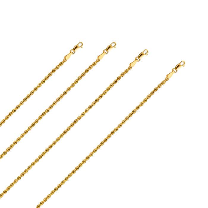 14K Yellow Gold 2.5 mm Hollow Rope Regular - Image 2