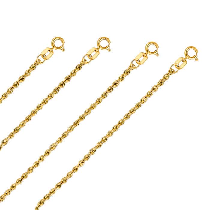 14K Yellow Gold 2.0 mm Hollow Rope Regular - Image 2