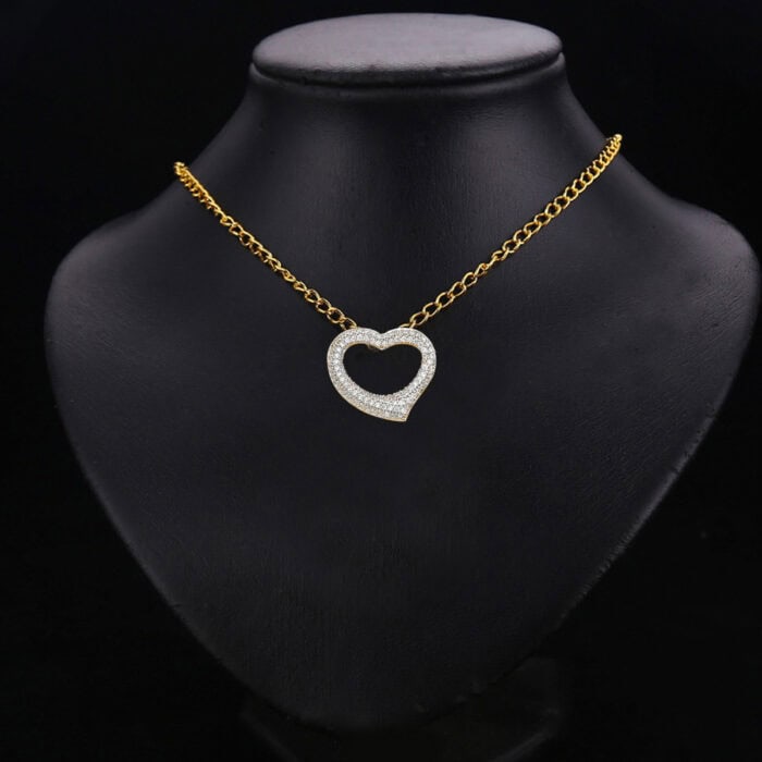 14K Yellow Gold Cubic Zirconia Heart Pendant - Image 2