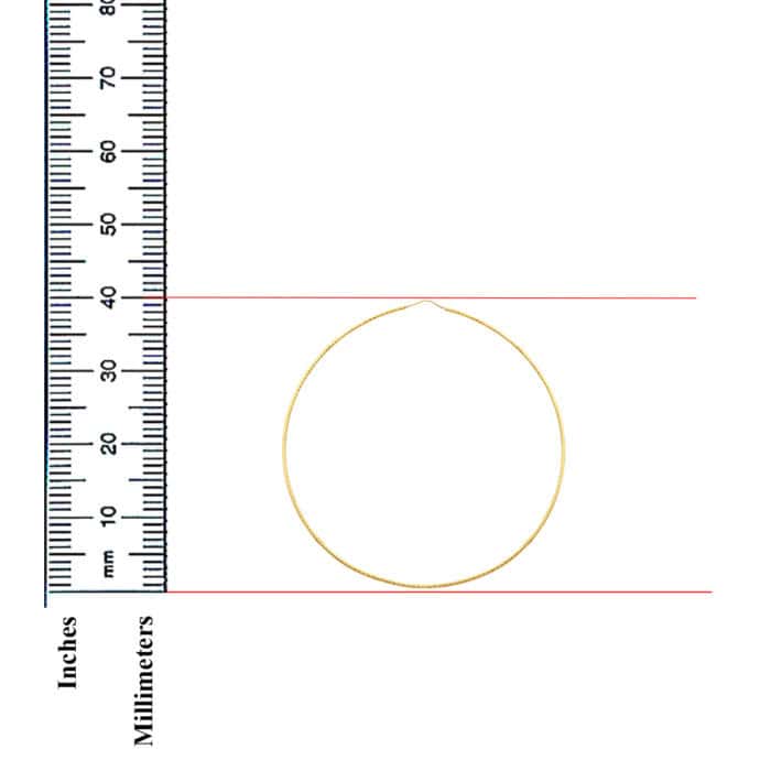 14K Yellow Gold 1mm Diamond Cut Hoop Earrings - Image 2