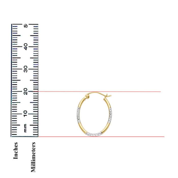 14K Two Tone Gold 1.5mm Diamond Cut Tube Hoop Earrings - Image 2
