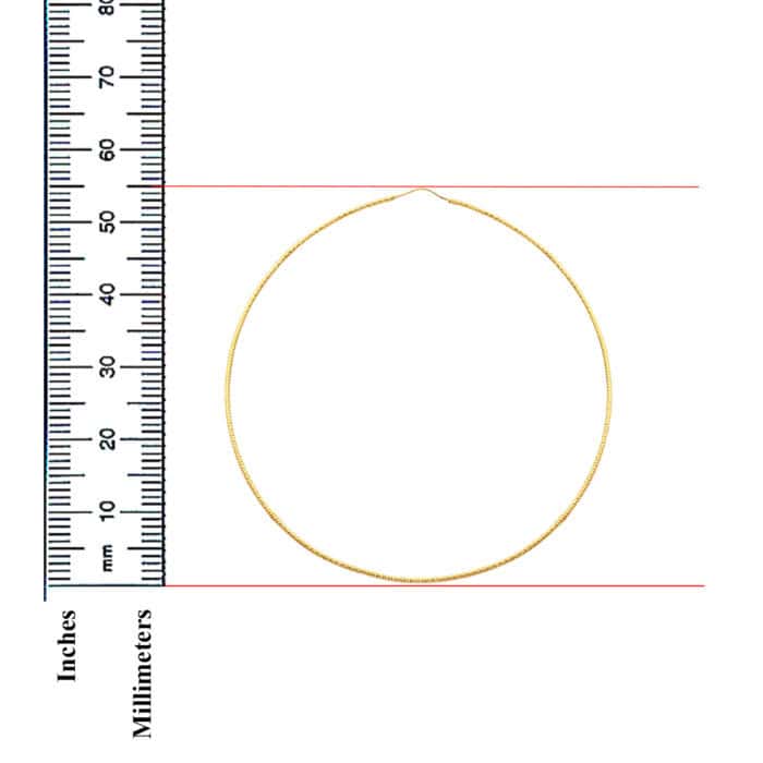 14K Yellow Gold 1mm Diamond Cut Hoop Earrings - Image 2