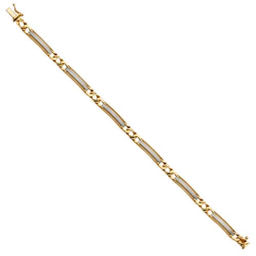14K Two Tone Gold Fancy Men's Bracelet - 8"