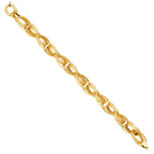 14K Yellow Gold Fancy Hollow Bracelet - 7.5"