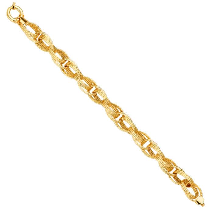 14K Yellow Gold Fancy Hollow Bracelet - 7.5"