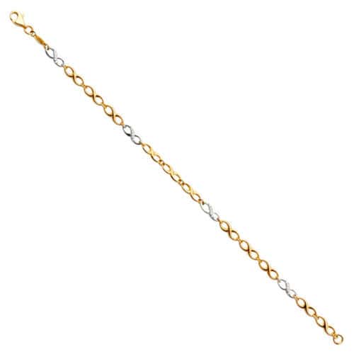 14K Yellow Gold Blue Evil Eye Bracelet - 7.5"