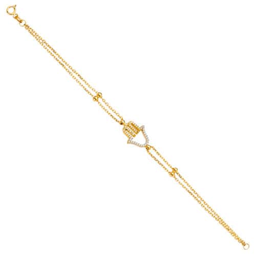 14K Yellow Gold Cubic Zirconia Light Chain Bracelet - 7+1"