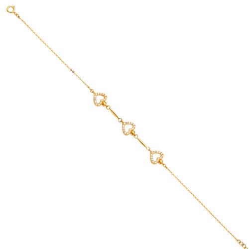 14K Yellow Gold Cubic Zirconia Light Chain Bracelet - 7+1"