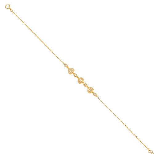 14K Yellow Gold Cubic Zirconia Light Chain Bracelet - 7+1"