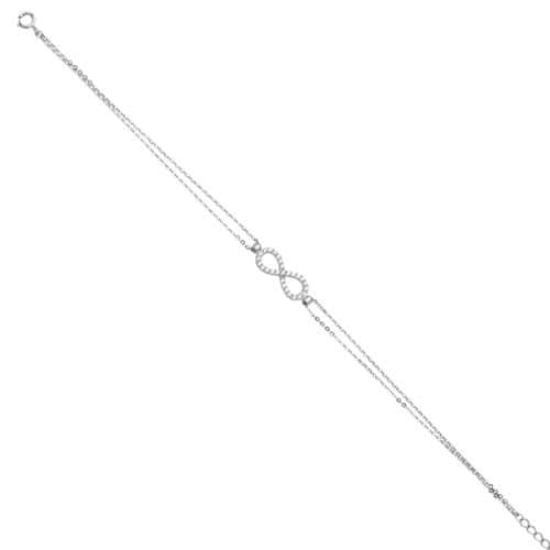14K White Gold Cubic Zirconia Light Chain Bracelet - 7+1"